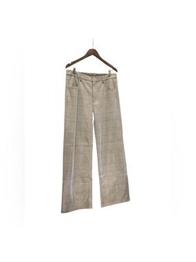 Noli Large Silver gray Plaid Shiny Straight Leg Pants
